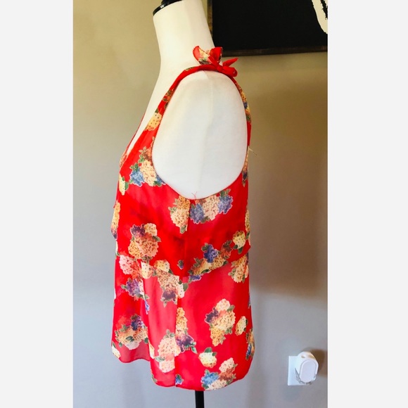 Bellatrix semi sheer red floral tank - Picture 4 of 6